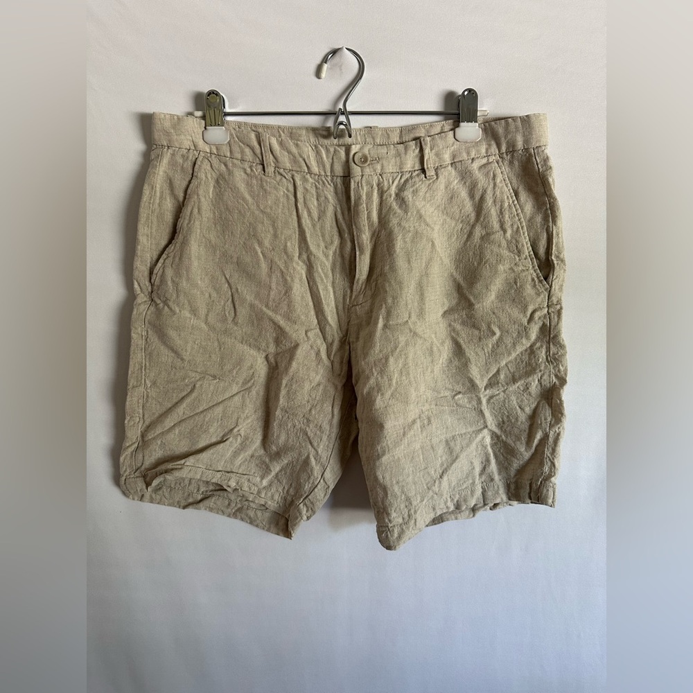 Porter & Ash Men’s Linen Shorts Size 36 Summer Casual Flat Front
